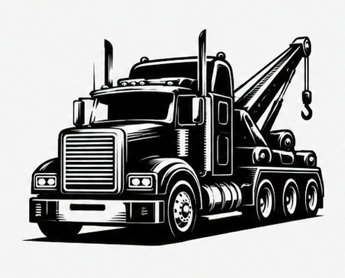 Heavy-duty recovery truck illustration